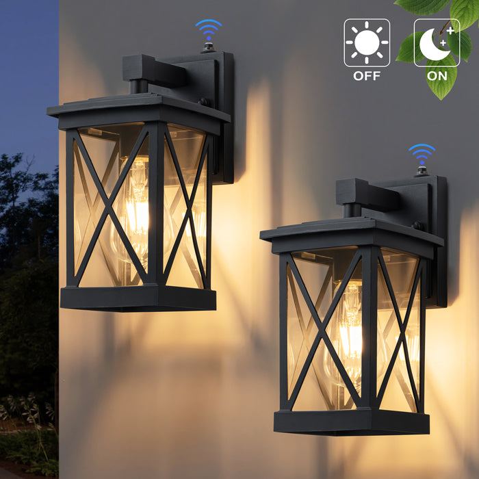 2 Pack Matte Black Dusk to Dawn Outdoor Wall Lights