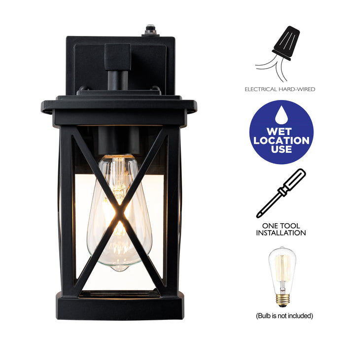 2 Pack Matte Black Dusk to Dawn Outdoor Wall Lights