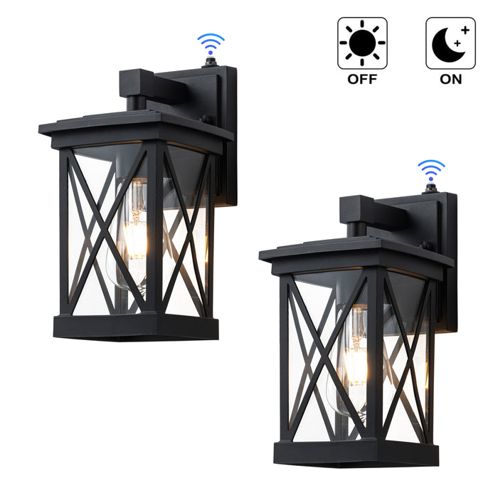 2 Pack Matte Black Dusk to Dawn Outdoor Wall Lights