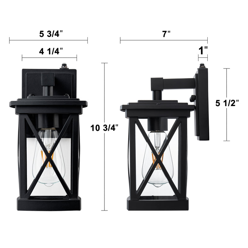 2 Pack Matte Black Dusk to Dawn Outdoor Wall Lights