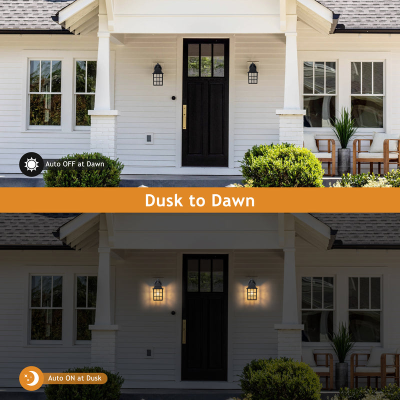 2 Pack Dusk to Dawn Outdoor Wall Sconce Light with Water Glass Shade