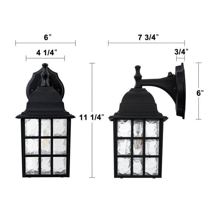 2 Pack Dusk to Dawn Outdoor Wall Sconce Light with Water Glass Shade