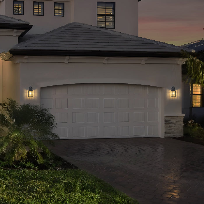 2 Pack Dusk to Dawn Outdoor Wall Sconce Light with Water Glass Shade