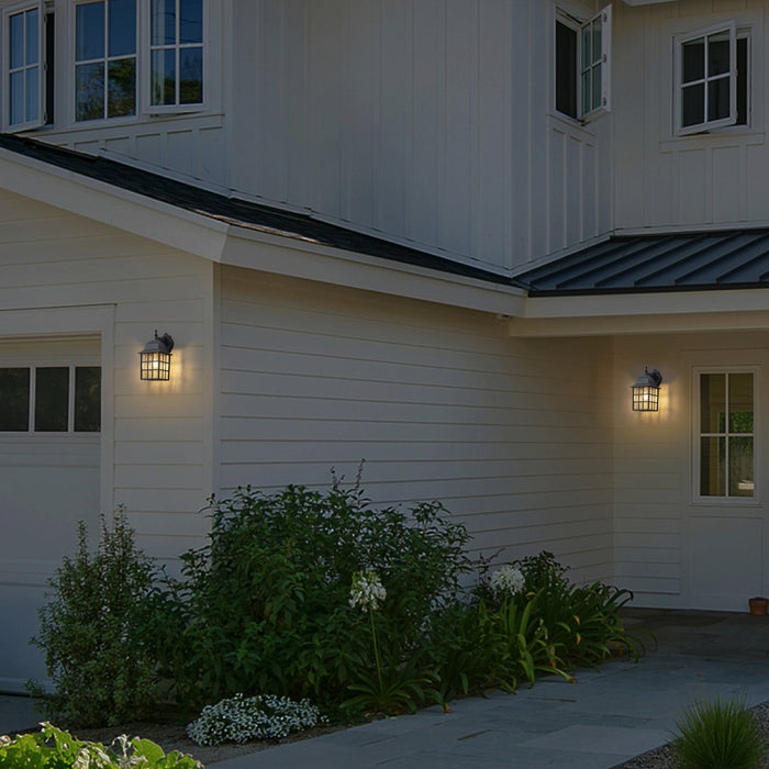 2 Pack Dusk to Dawn Outdoor Wall Sconce Light with Water Glass Shade