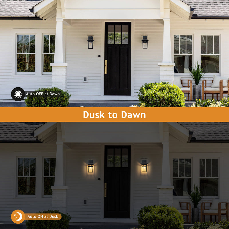 2 Pack Dusk to Dawn Outdoor Wall Sconce Lights with Seeded Glass