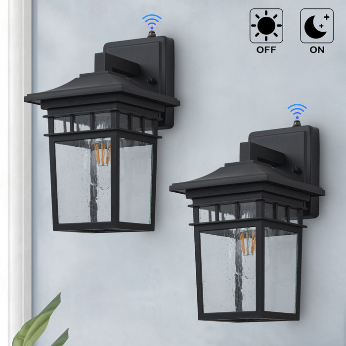 2 Pack Dusk to Dawn Outdoor Wall Sconce Lights with Seeded Glass