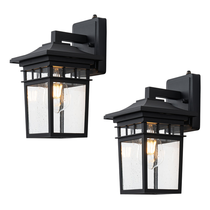 2 Pack Dusk to Dawn Outdoor Wall Sconce Lights with Seeded Glass