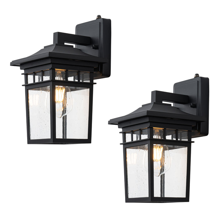 2 Pack Dusk to Dawn Outdoor Wall Sconce Lights with Seeded Glass