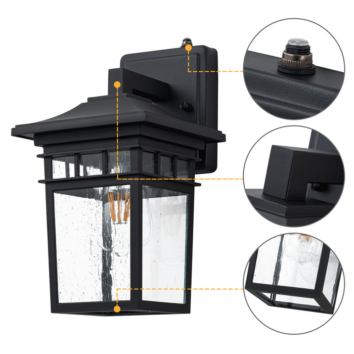 2 Pack Dusk to Dawn Outdoor Wall Sconce Lights with Seeded Glass