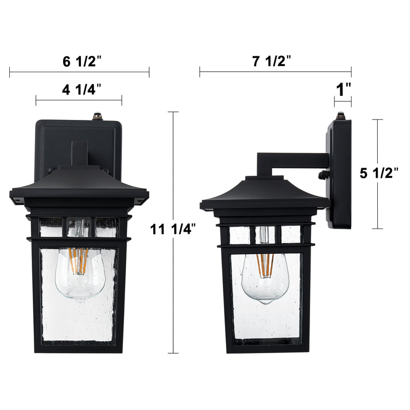 2 Pack Dusk to Dawn Outdoor Wall Sconce Lights with Seeded Glass