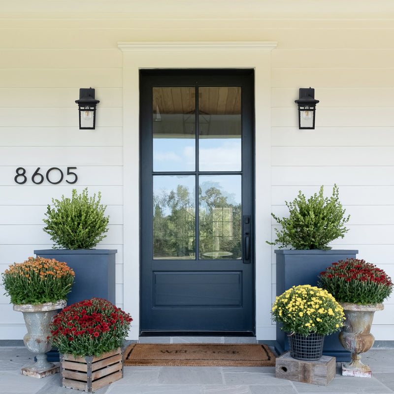 2 Pack Dusk to Dawn Outdoor Wall Sconce Lights with Seeded Glass