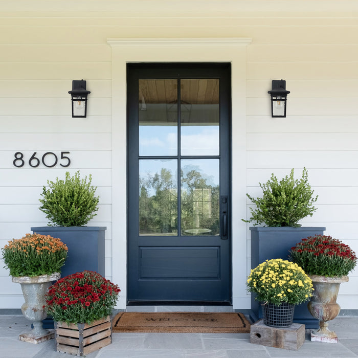 2 Pack Dusk to Dawn Outdoor Wall Sconce Lights with Seeded Glass
