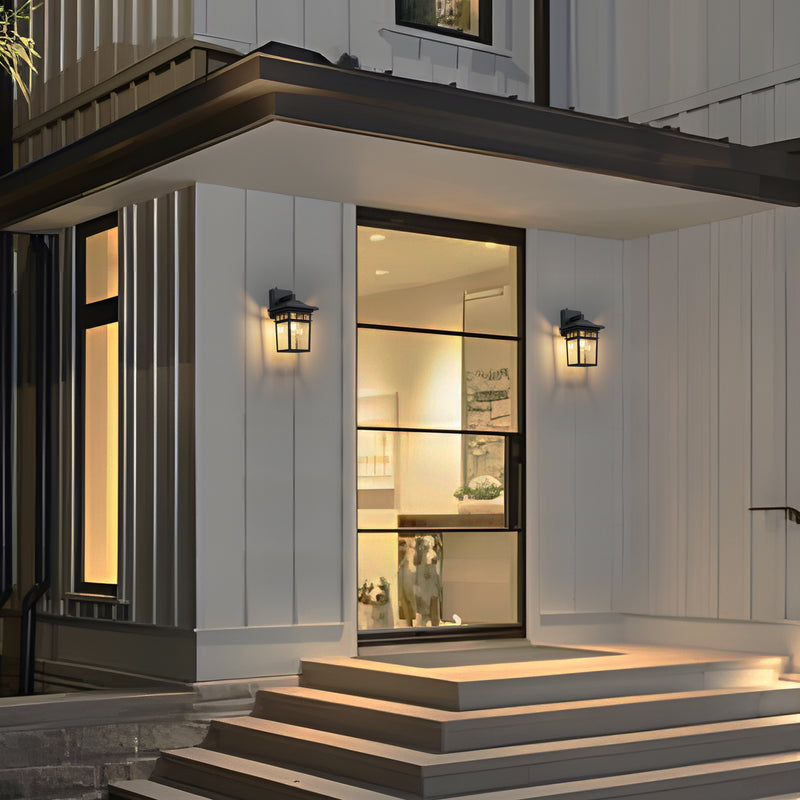 2 Pack Dusk to Dawn Outdoor Wall Sconce Lights with Seeded Glass