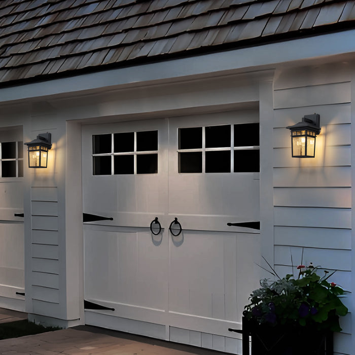 2 Pack Dusk to Dawn Outdoor Wall Sconce Lights with Seeded Glass