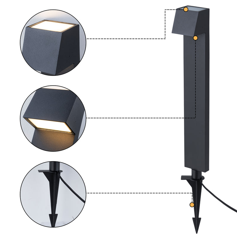 23.25 in. Low Voltage Black Aluminum Hardwired Integrated LED Path Light with Acrylic Lens,Upward & Downward Lighting