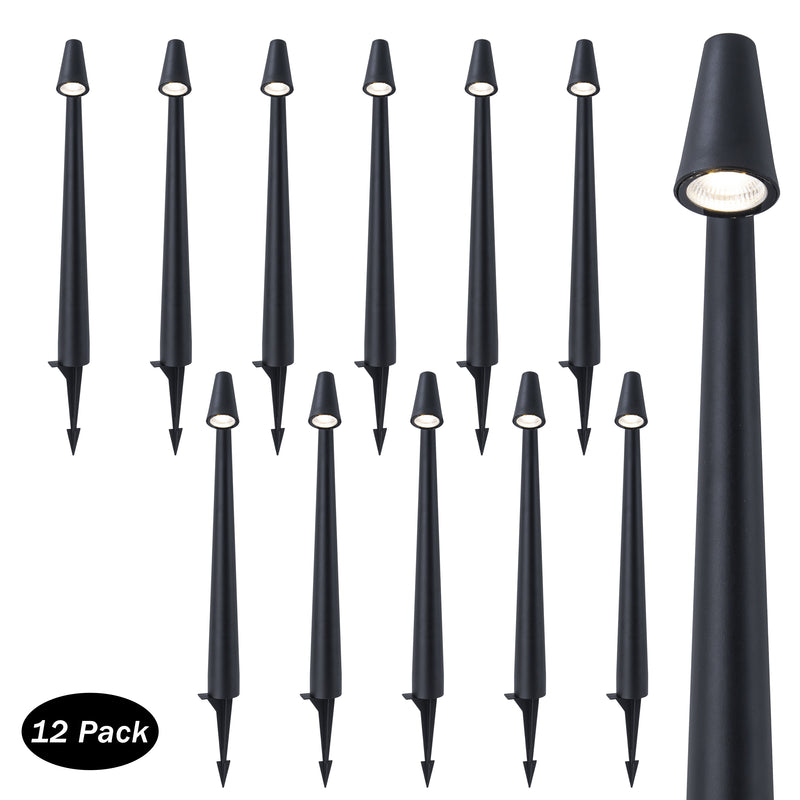 Low Voltage Black Hardwired Aluminum LED Weather Resistant Path Lights with Frosted Glass