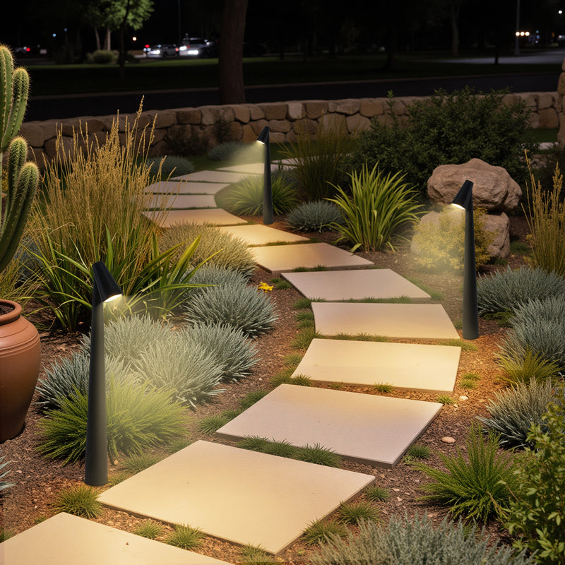 Low Voltage Black Hardwired Aluminum LED Weather Resistant Path Lights with Frosted Glass