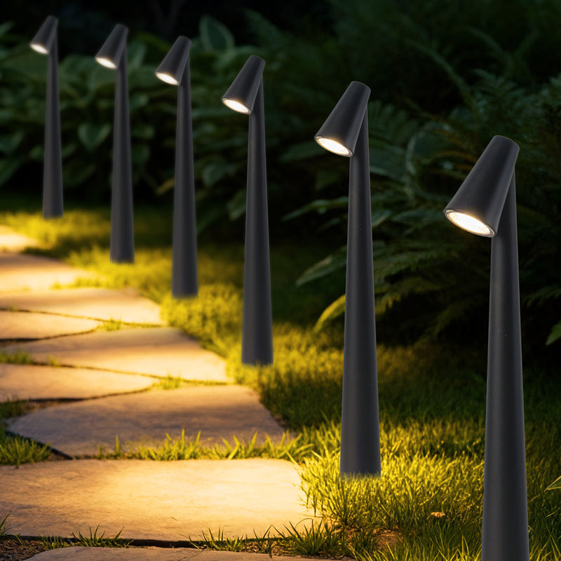 Low Voltage Black Hardwired Aluminum LED Weather Resistant Path Lights with Frosted Glass