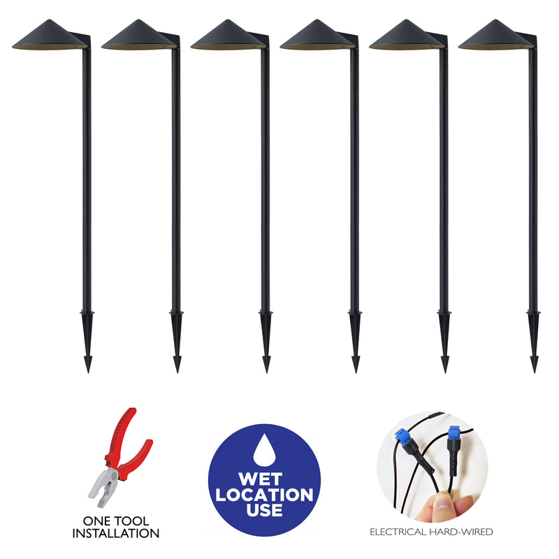 35inch Black Aluminum LED Path Lights with Acrylic Shade