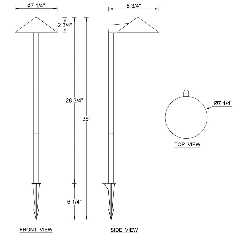 35inch Black Aluminum LED Path Lights with Acrylic Shade