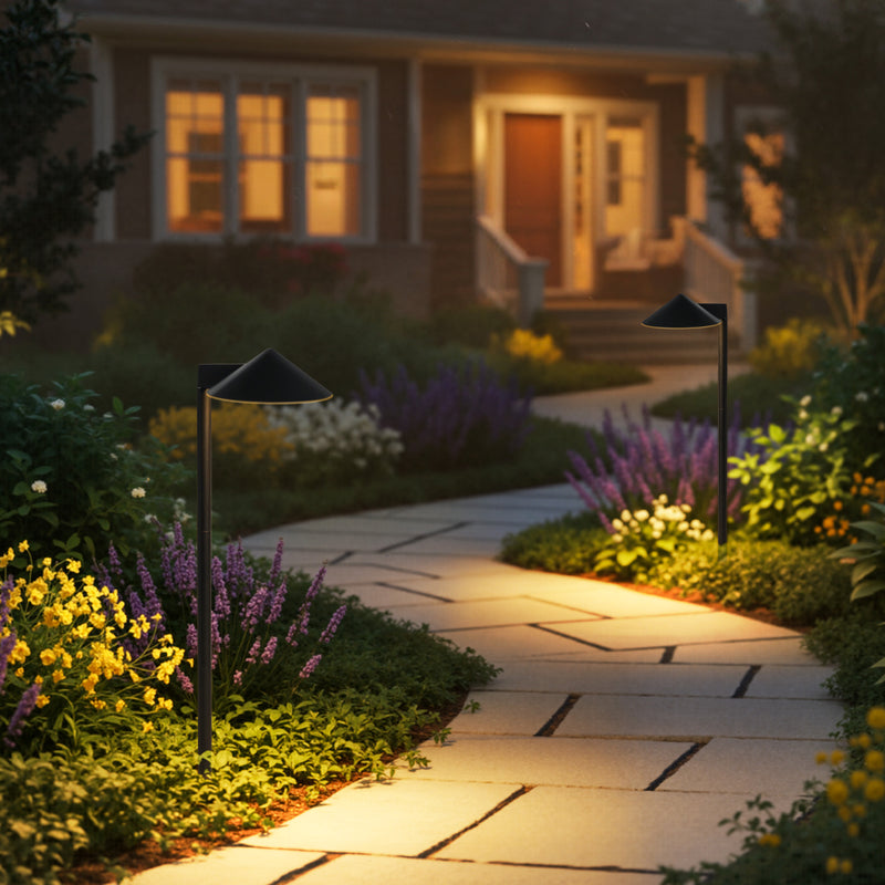 35inch Black Aluminum LED Path Lights with Acrylic Shade