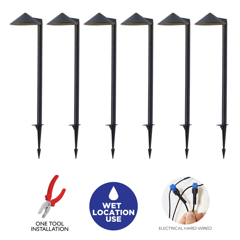 26.25inch Black Aluminum LED Path Lights with Acrylic Shade