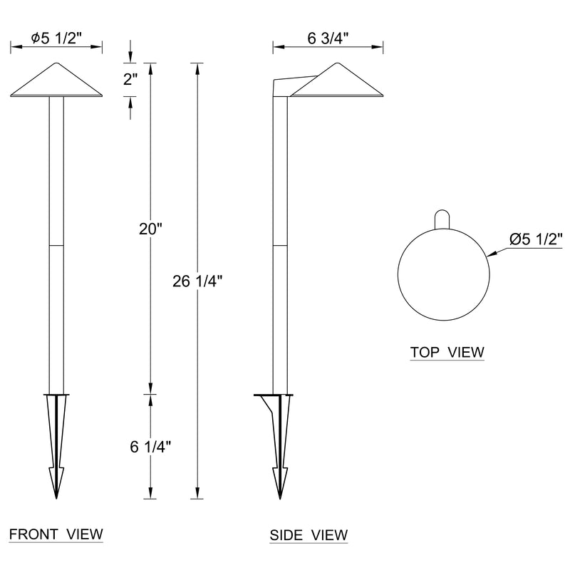 26.25inch Black Aluminum LED Path Lights with Acrylic Shade