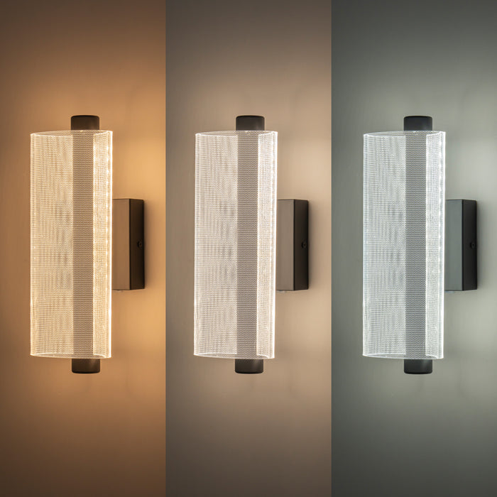 12.25in Dimmable LED Outdoor Wall Lantern Sconce with Etched Acrylic Shade,3000K/4000K/5000K