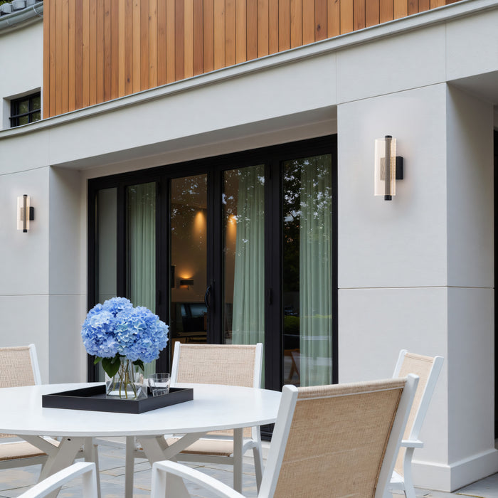 12.25in Dimmable LED Outdoor Wall Lantern Sconce with Etched Acrylic Shade,3000K/4000K/5000K