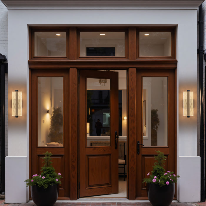 12.25in Dimmable LED Outdoor Wall Lantern Sconce with Etched Acrylic Shade,3000K/4000K/5000K