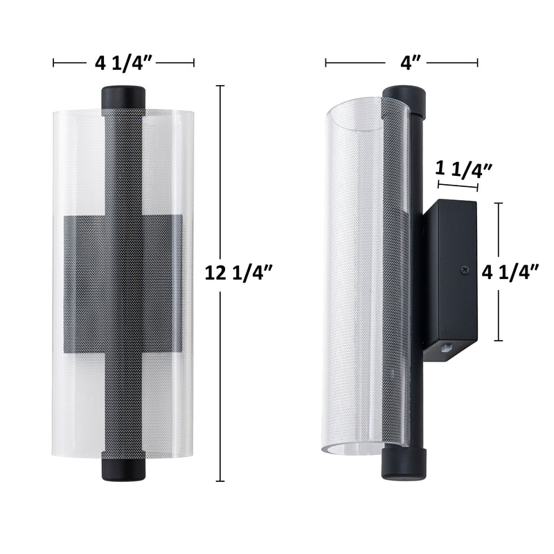 12.25in Dimmable LED Outdoor Wall Lantern Sconce with Etched Acrylic Shade,3000K/4000K/5000K