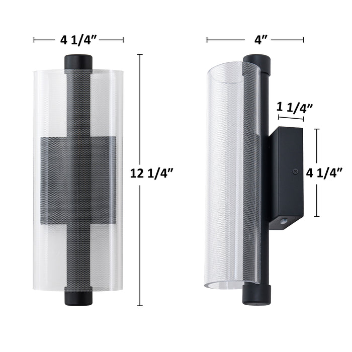 12.25in Dimmable LED Outdoor Wall Lantern Sconce with Etched Acrylic Shade,3000K/4000K/5000K