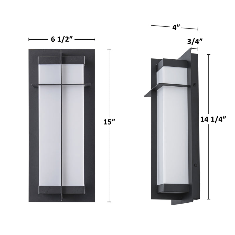 C Cattleya Matte Black RGB Outdoor Wall Sconce Light with Acrylic Shade