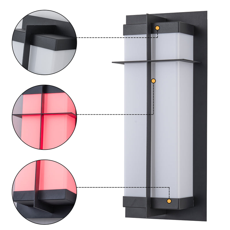 C Cattleya Matte Black RGB Outdoor Wall Sconce Light with Acrylic Shade