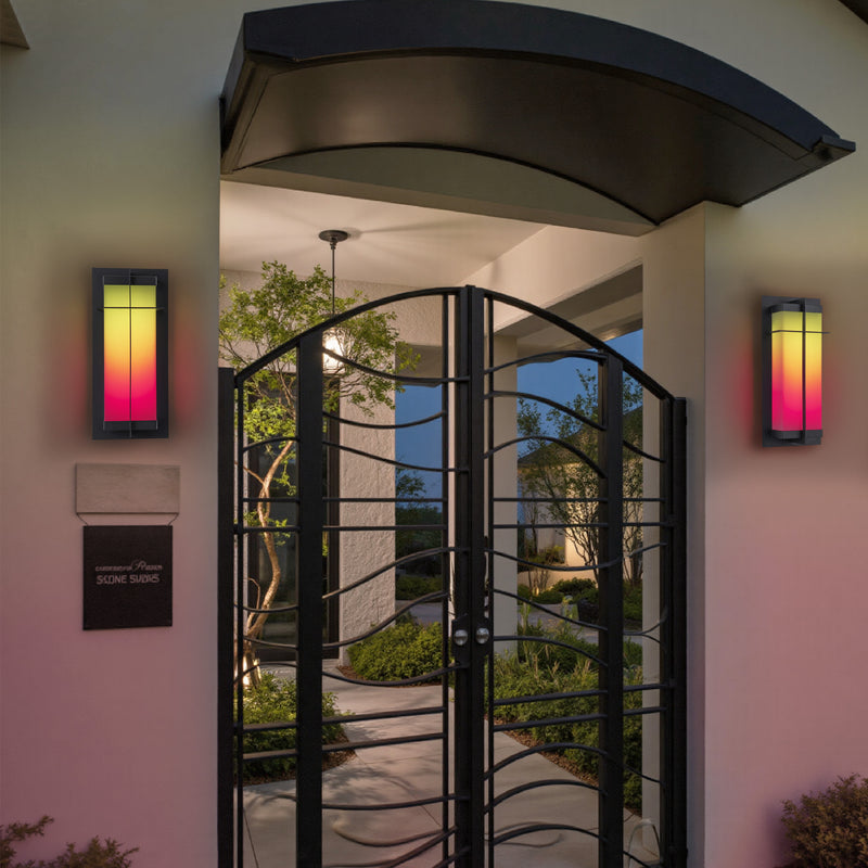 C Cattleya Matte Black RGB Outdoor Wall Sconce Light with Acrylic Shade