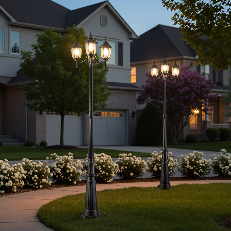 C Cattleya Matte Black Dusk to Dawn Outdoor Post Light with GFCI Outlet