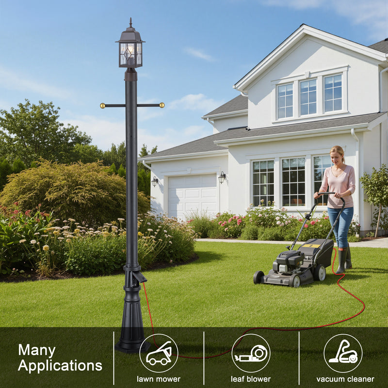 6 ft. Black Aluminum Outdoor Lamp Post with GFCI Outlet