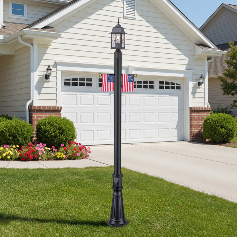 6 ft. Black Aluminum Outdoor Lamp Post with GFCI Outlet