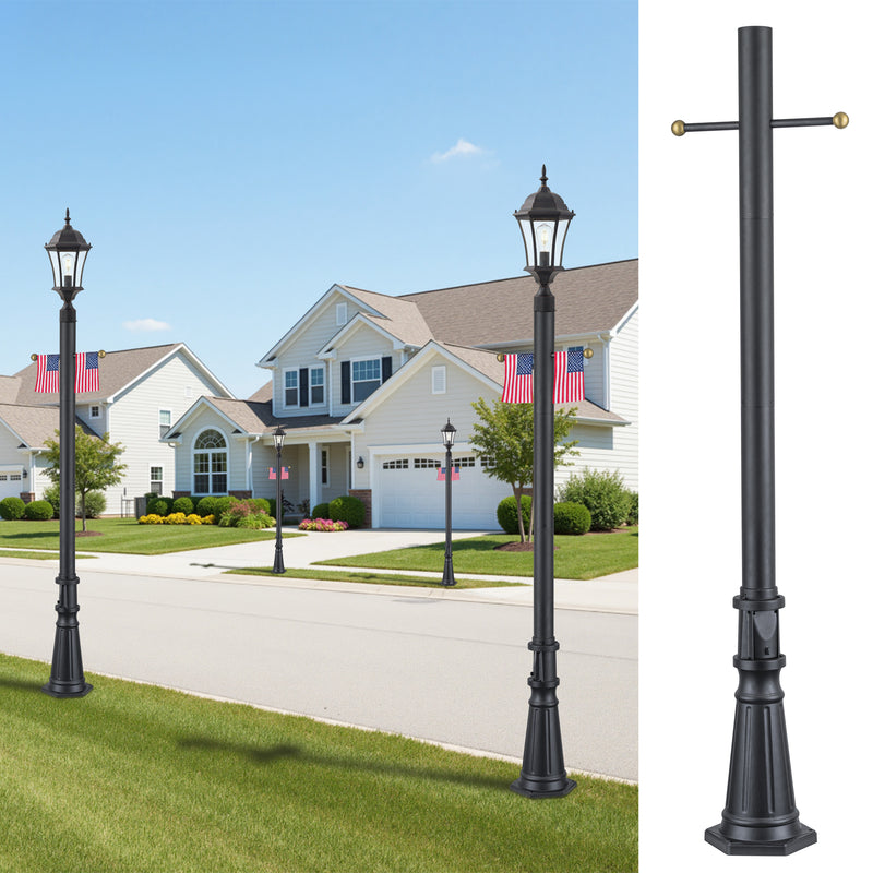 6 ft. Black Aluminum Outdoor Lamp Post with GFCI Outlet