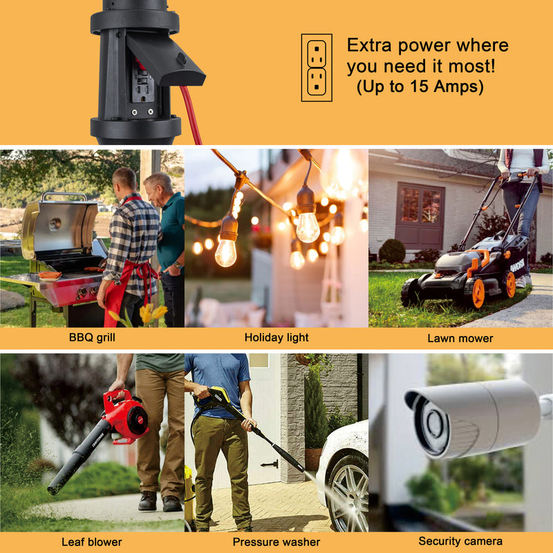 6 ft. Black Aluminum Outdoor Lamp Post with GFCI Outlet