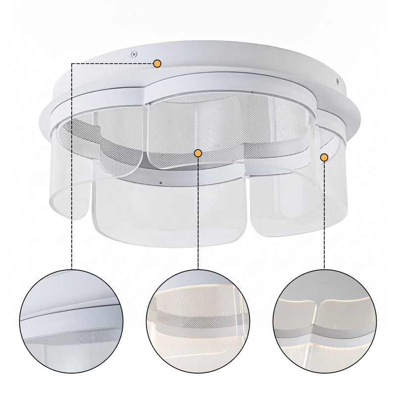 16 in. Modern Integrated LED Flush Mount Ceiling Light, 2160 Lumens, 3CCT Selectable (3000K/4000K/6000K), White Acrylic Shade