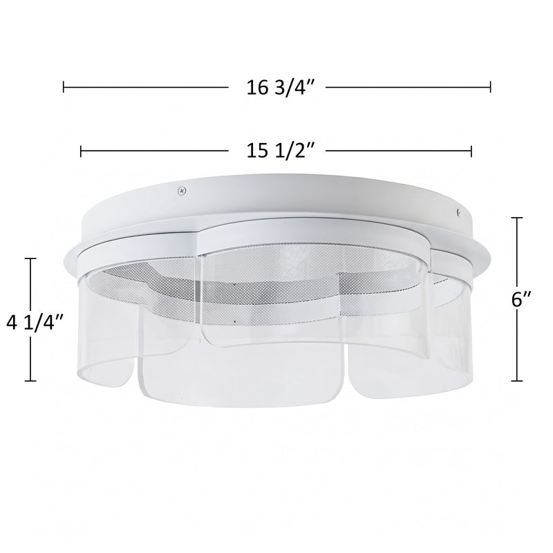 16 in. Modern Integrated LED Flush Mount Ceiling Light, 2160 Lumens, 3CCT Selectable (3000K/4000K/6000K), White Acrylic Shade