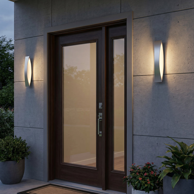 17in. Brushed Aluminum Finish Dimmable LED Outdoor Wall Light