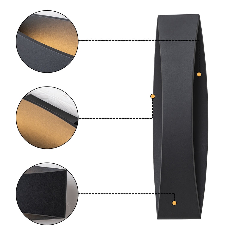 17 in. Black Aluminum Dimmable LED Outdoor Wall Light