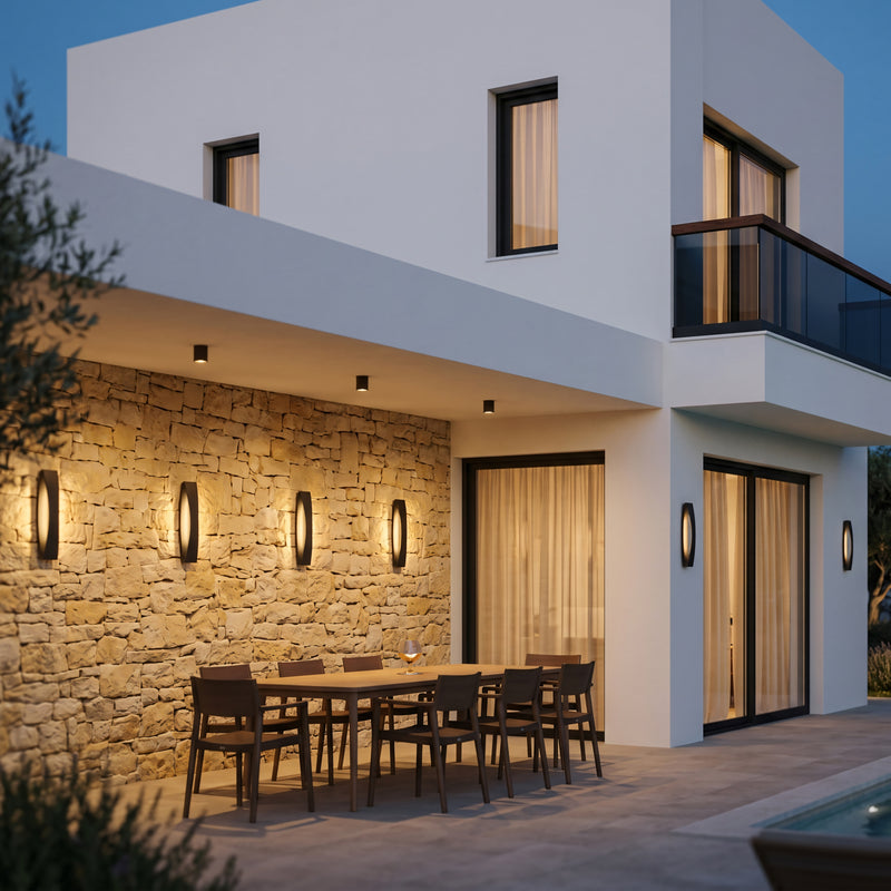 17 in. Black Aluminum Dimmable LED Outdoor Wall Light