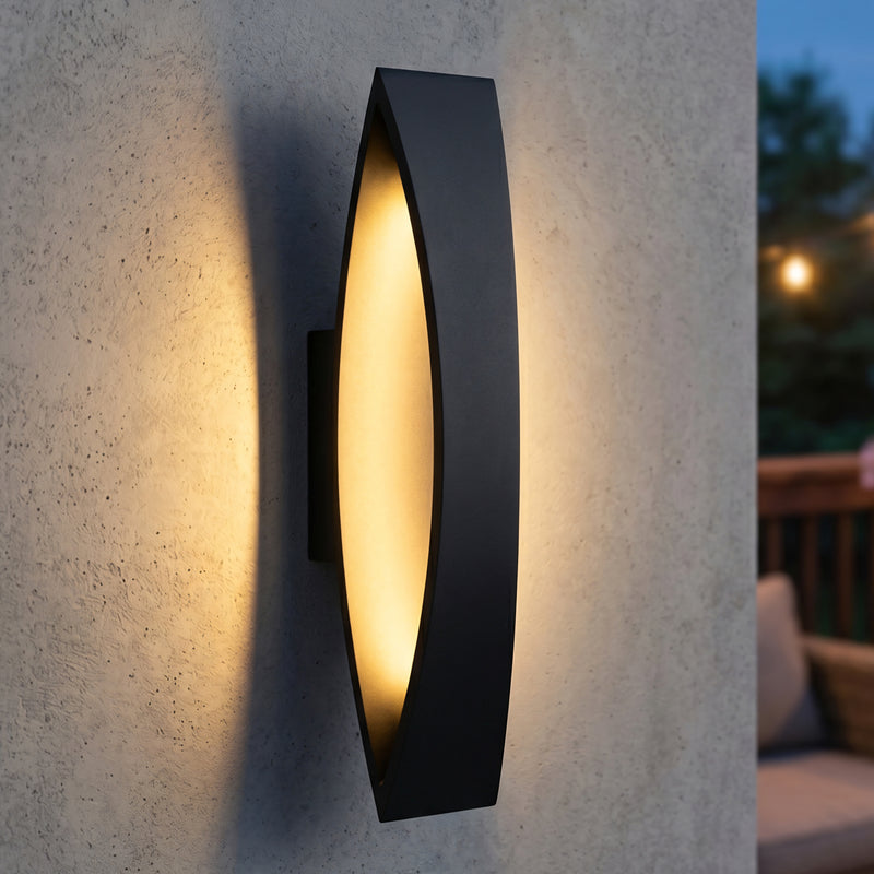 17 in. Black Aluminum Dimmable LED Outdoor Wall Light