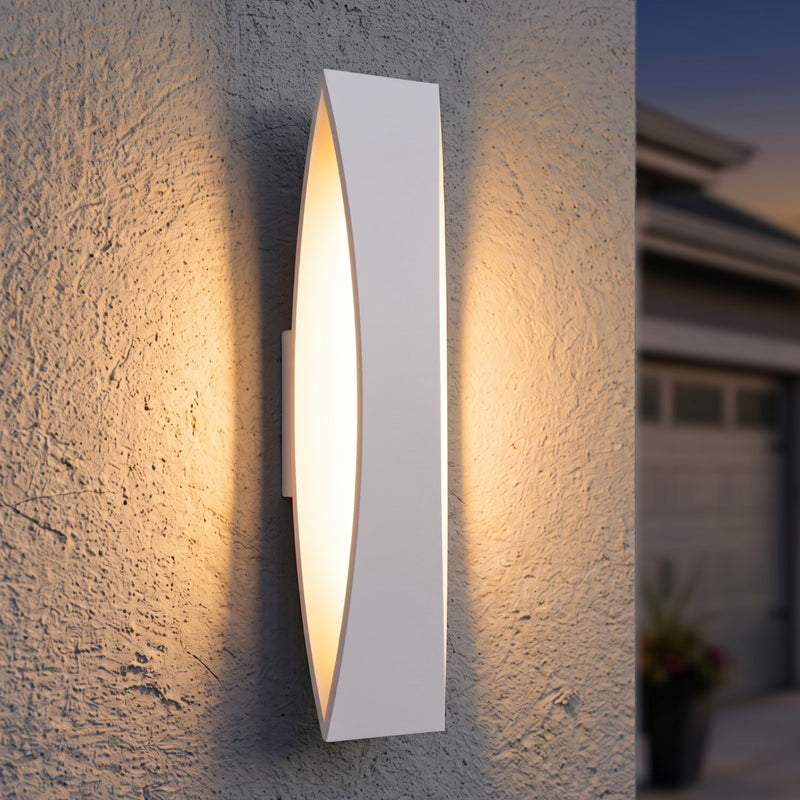 17 in. White Aluminum Dimmable LED  Outdoor Wall Light