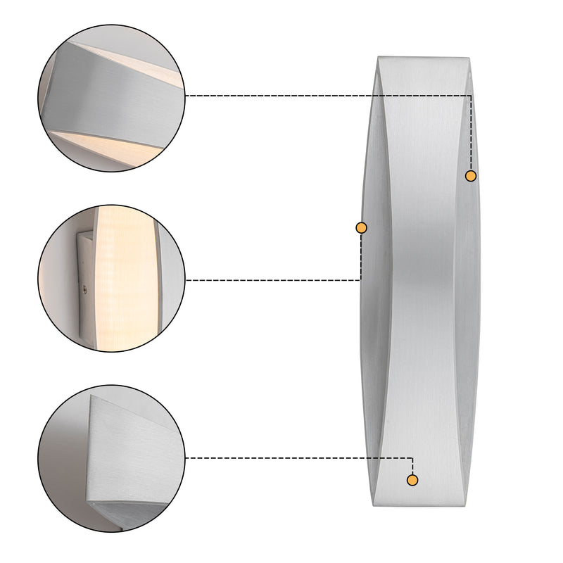 Brushed Aluminum Finish Dimmable LED Outdoor Wall Light