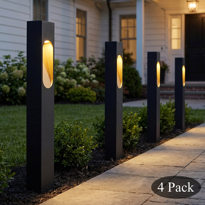 3W Low Voltage LED Path Light, 3000K Warm White, 45 Lumens, 12V AC/DC Landscape Pathway Light, Aluminum Housing with Gold Teardrop Cut-Out, Outdoor Garden Lighting (4-Pack)