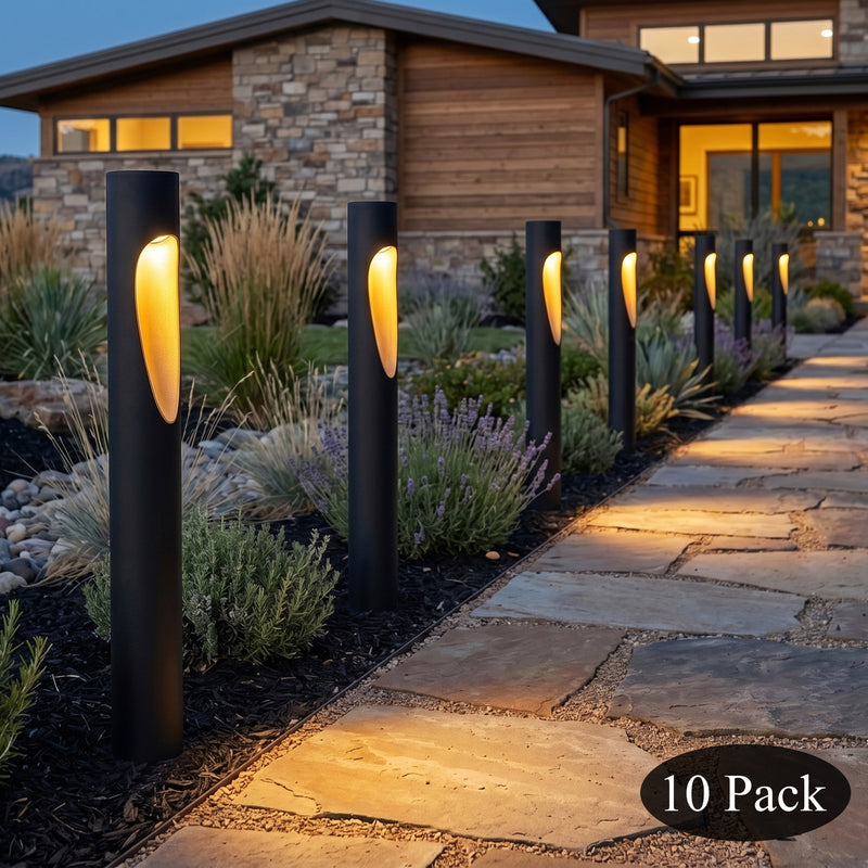 3W Low Voltage LED Path Light, 3000K Warm White, 45 Lumens, 12V AC/DC Landscape Pathway Light, Aluminum Housing with Gold Teardrop Cut-Out, Outdoor Garden Lighting (10-Pack)